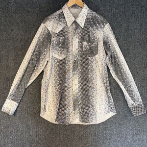 Vintage H Bar C Ranchwear Long Sleeve Pearl Snap Shirt Long Tail Mens Large Note